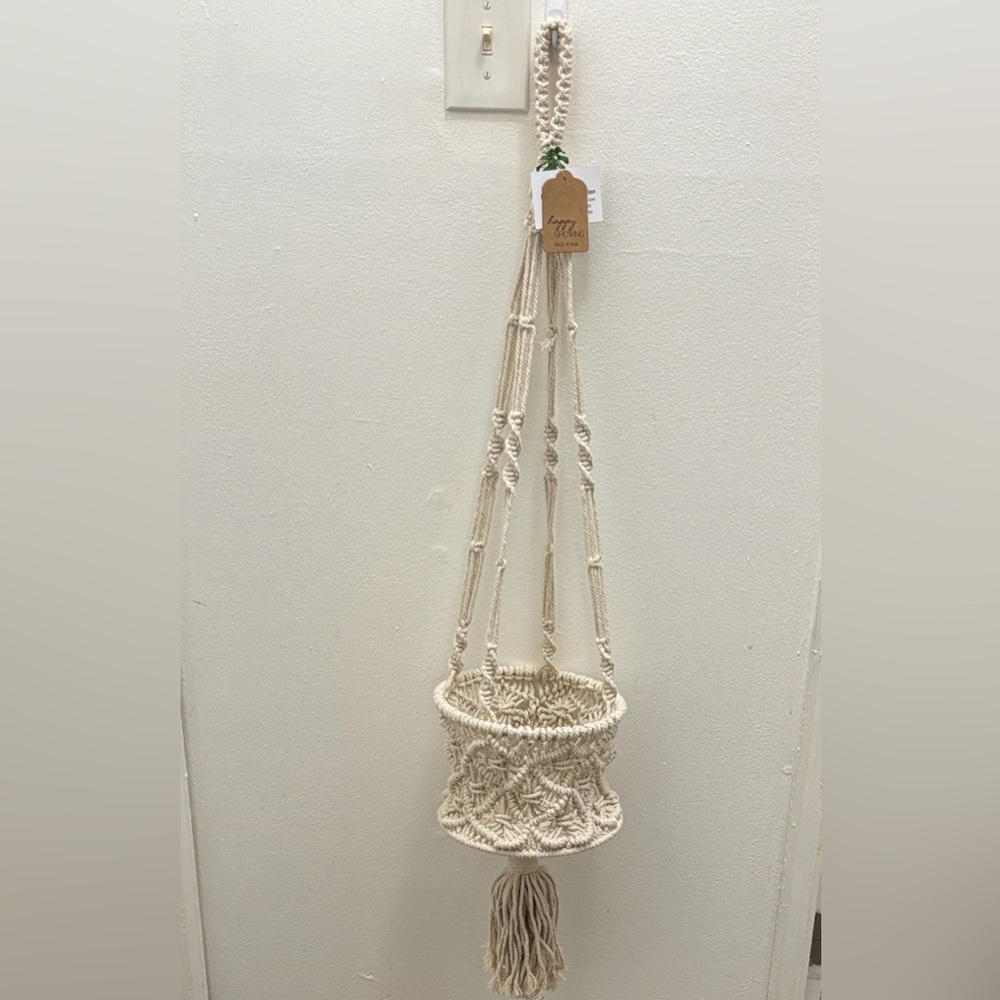 Handcrafted Cream Macrame Plant Hanger